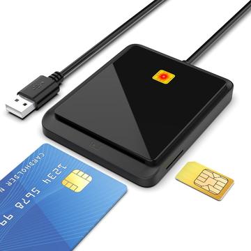 USB 2.0 Smart Cititor de carduri - SIM, ID, card bancar - Negru