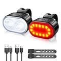 USB reîncărcabilă Bike Light Set IPX4 Bright Front Headlight și Rear LED Bicicleta Lumina LED Accesorii pentru biciclete pentru biciclete de noapte de echitatie Ciclism