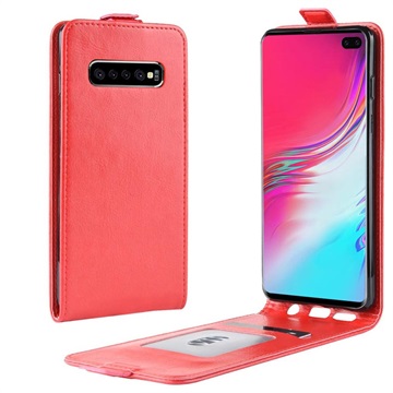 Husă cu rabat vertical Samsung Galaxy S10 5G cu suport pentru card - roșu