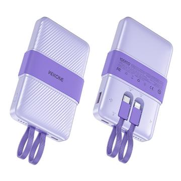 WEKOME WP-55 10000mAh Power Bank Design cu cablu 22.5W Încărcător portabil pentru telefon rapid - Violet