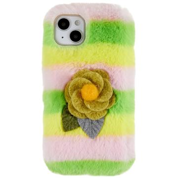 Husă TPU iPhone 14 Plus - 3D Plush Iarnă cu Blană - Rosa Galben