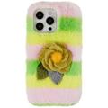 Husă TPU iPhone 14 Pro - 3D Plush Iarnă cu blană - Galben Rosa