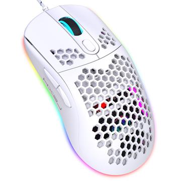 X600 Honeycomb RGB USB Wired Gaming Mouse cu fir cu butoane programabile - alb