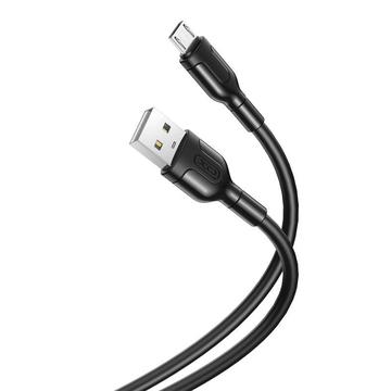 XO NB212 Cablu de la USB la MicroUSB - 1m, 2.1A - Negru