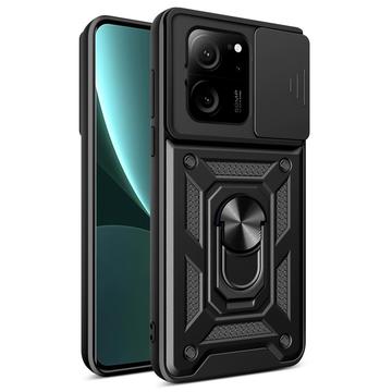 Husă Hibridă Xiaomi 13T/13T Pro cu Inel Rotativ cu Ecran pentru Cameră - Negru