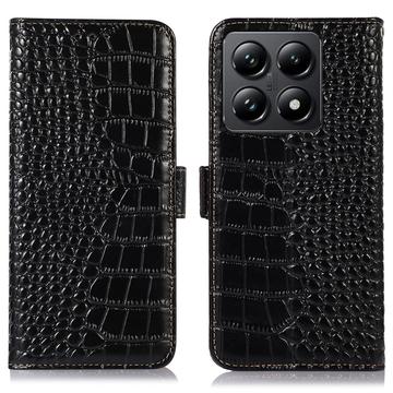 Husă Piele Portofel cu RFID Xiaomi 14T - Crocodile