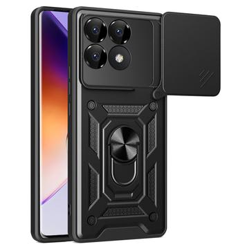 Husă Hibridă Xiaomi Redmi K70/K70 Pro/Poco F6 Pro cu Inel Rotativ cu Ecran pentru Cameră - Negru