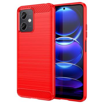 Husă TPU Brushed Xiaomi Redmi Note 12/Poco X5 - Fibră de Carbon - Roșu