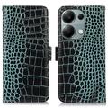 Husă Piele Portofel cu RFID Xiaomi Redmi Note 13 Pro 4G/Poco M6 Pro - Crocodile - Verde