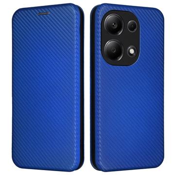 Husă Flip Xiaomi Redmi Note 13 Pro 4G/Poco M6 Pro - Fibra de Carbon - Albastru