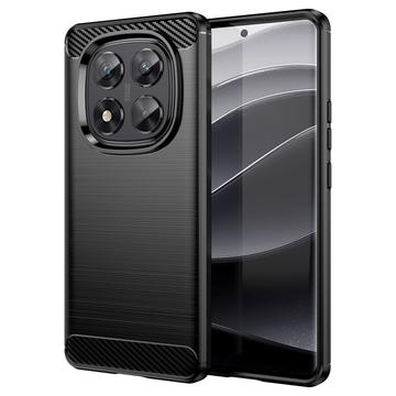 Husă TPU Brushed Xiaomi Redmi Note 14 Pro 5G/Poco X7 - Fibră de Carbon - Negru