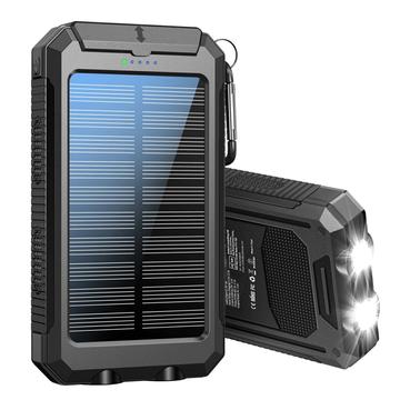 YD-886 Waterproof Solar Power Bank 8000mAh cu lanternă, busolă - negru