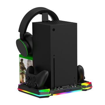 iPega PG-XBX025S Suport multifuncțional de încărcare cu răcitor și RGB pentru Xbox - negru