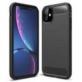 Husă TPU Brushed iPhone 11 - Fibră de Carbon - Negru