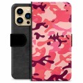 Husă Portofel Premium - iPhone 13 Pro Max - Camuflaj Roz