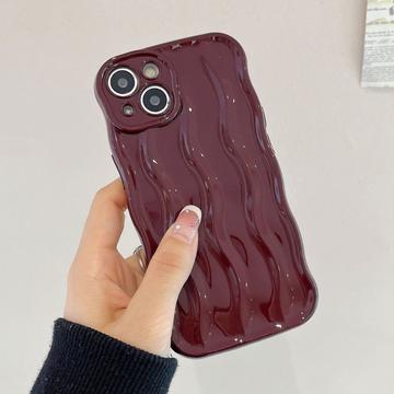 iPhone 14 3D Linear Wavy Case - Roșu vin