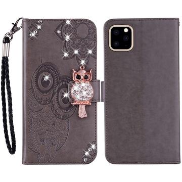 iPhone 14 Pro Max Owl Owl Rhinestone Wallet Case