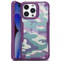 Husă Hibrid iPhone 15 - Anti-Shock - Camuflaj - Violet