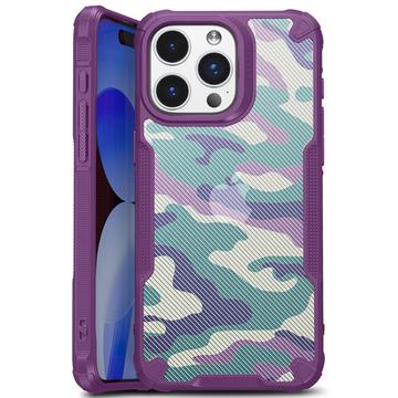 Husă Hibrid iPhone 15 - Anti-Shock - Camuflaj - Violet