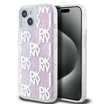 iPhone 15 DKNY Liquid Glitter DKNY cu model în carouri