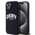 iPhone 15 DKNY Liquid Silicone Liquid cu logo-ul arcului de silicon - compatibil MagSafe - negru