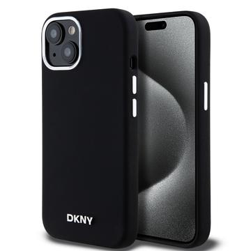 iPhone 15 DKNY Liquid Silicone lichid cu logo metalic - compatibil Magsafe