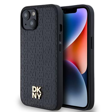 Husă iPhone 15 DKNY Repeat Pattern Repeat Pattern Stack Logo - Compatibilă MagSafe - Negru