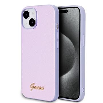 Husă Hybrid iPhone 15 Guess Iridescent Metal Script - Violet