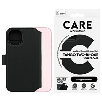 Husă portofel 2 în 1 iPhone 15 PanzerGlass Care Tango - Compatibil MagSafe - Negru