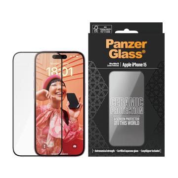 iPhone 15 PanzerGlass PanzerGlass Protecție ceramică Protecție de ecran Ultra-Wide Fit EasyAligner - 9H - Marginea neagră