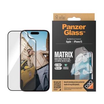 iPhone 15 PanzerGlass Matrix D3O UWF Protector de ecran cu AlignerKit - Marginea neagră