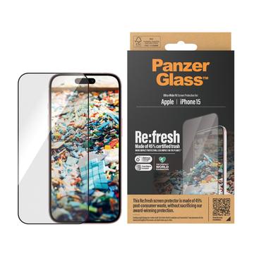 iPhone 15 PanzerGlass Re:fresh Ultra-Wide Fit Protector de ecran cu EasyAligner - Marginea Neagră