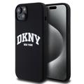 iPhone 15 Plus DKNY Liquid Silicone Liquid cu logo-ul arcului de silicon - compatibil MagSafe - negru