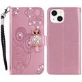 iPhone 15 Plus Owl Owl Rhinestone Wallet Case