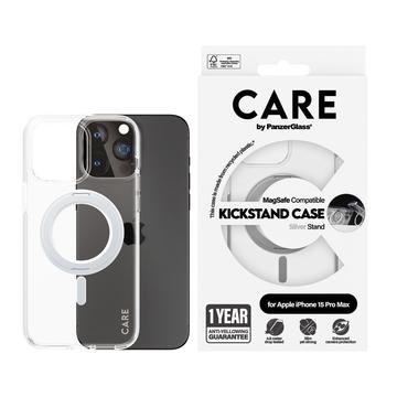 Husă iPhone 15 Plus PanzerGlass Care Kickstand - compatibil MagSafe - Argint