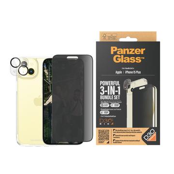 iPhone 15 Plus PanzerGlass Privacy Pachet 3-în-1