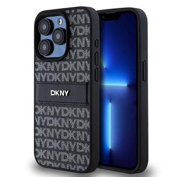 Husa pentru iPhone 15 Pro DKNY Repeat Pattern Tonal Stripe - Negru