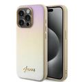 Husă Hybrid iPhone 15 Pro Guess Iridescent Metal Script - Aur