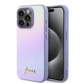 Husă Hybrid iPhone 15 Pro Guess Iridescent Metal Script - Violet