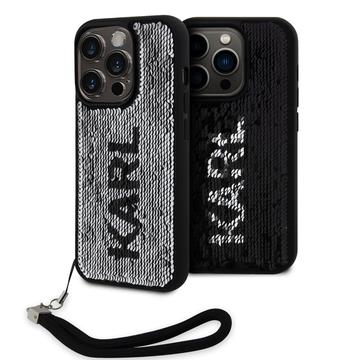 Husa iPhone 15 Pro - Karl Lagerfeld Reversible Sequins - Negru / Argintiu