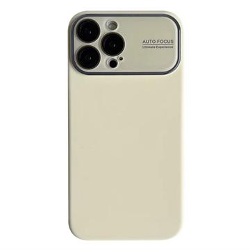 Husă iPhone 15 Pro Liquid Silicone cu Protecție din Sticlă pentru Lentile - Galben-Cremă