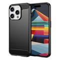 Husă TPU Brushed iPhone 15 Pro Max - Fibră de Carbon - Negru