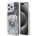 iPhone 15 Pro Max DKNY Liquid Glitter Lichid Glitter Arch Logo Case - Negru