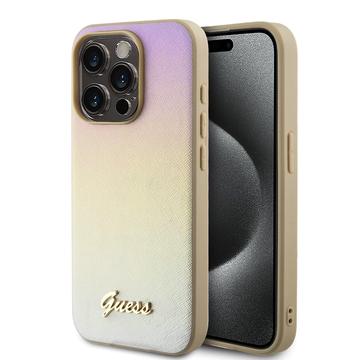 Husă Hybrid iPhone 15 Pro Max Guess Iridescent Metal Script - Aur