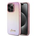 Husă Hybrid iPhone 15 Pro Max Guess Iridescent Metal Script - Roz