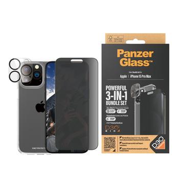 iPhone 15 Pro Max PanzerGlass Privacy Pachet 3-în-1