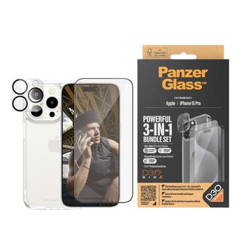 Set Protecție 3-în-1 iPhone 15 Pro - PanzerGlass - Transparent