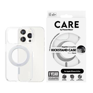 Husă iPhone 15 Pro PanzerGlass Care Kickstand - compatibil MagSafe - Argint