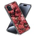 Husă TPU Subțire Stylish iPhone 15 Pro - Flori Roșii