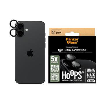 Protector ceramic pentru obiectivul camerei iPhone 16/16 Plus PanzerGlass Hoops - Negru